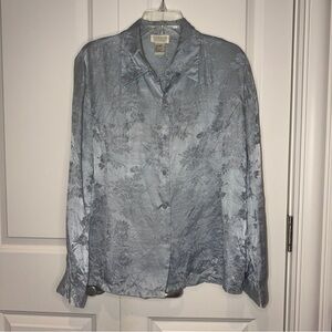 Y2K Willi Smith Collection Silk Jacquard Floral Button Blouse Womens Large